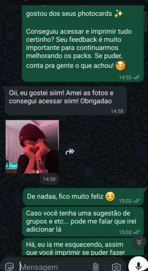 Print de conversa de uma compradora sobre a entrega imediata